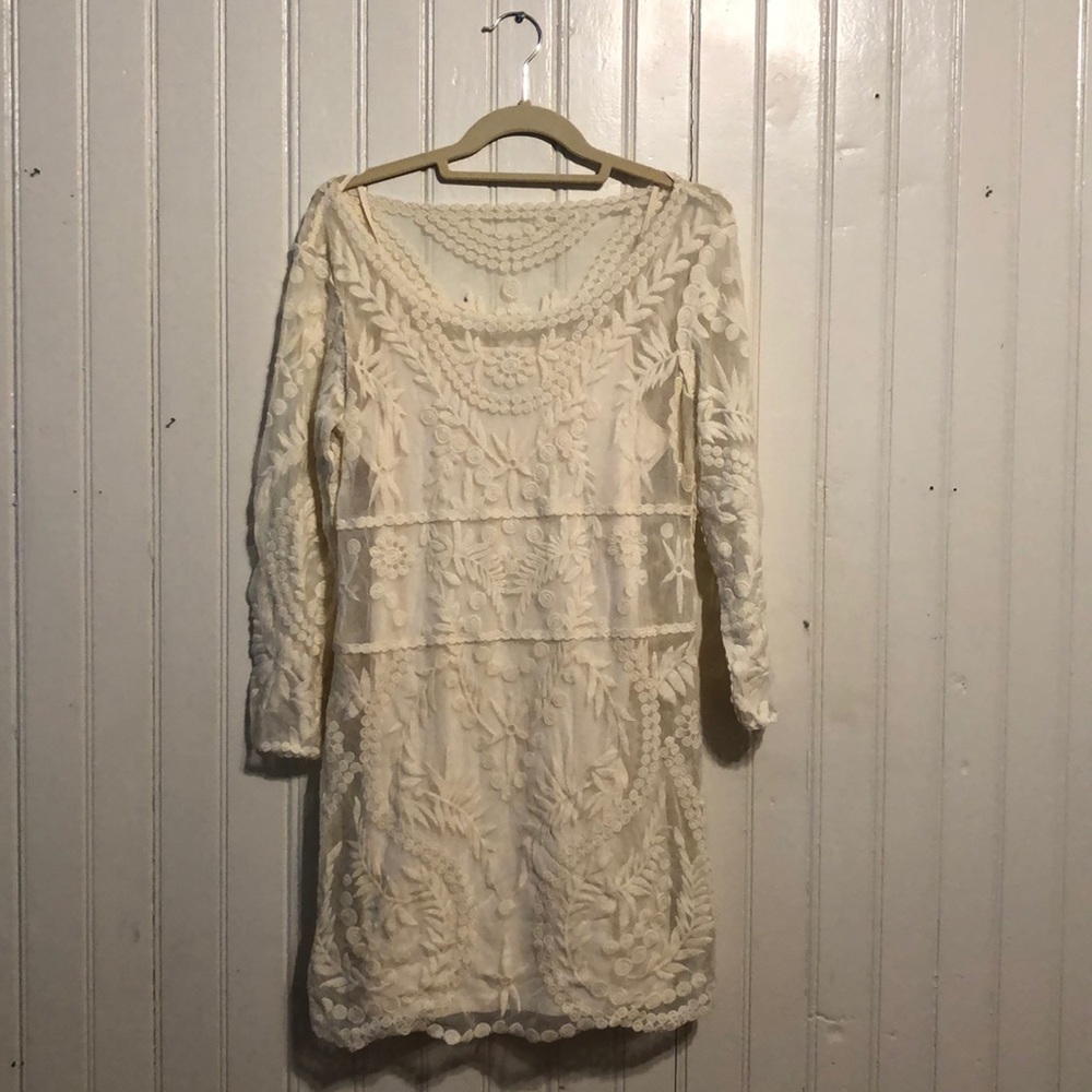 Express Ivory Lace Dress w/ Liner